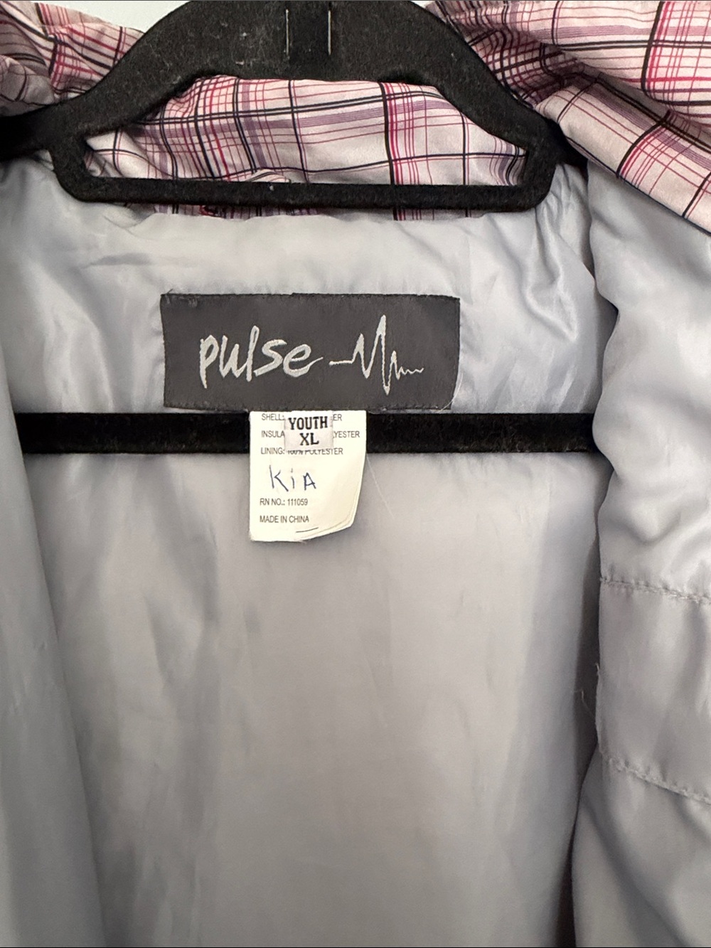 Pulse Youth Ski Winter Outdoor Black‎ Hooded Pink Plaid Inner Jacket - Picture 7 of 8